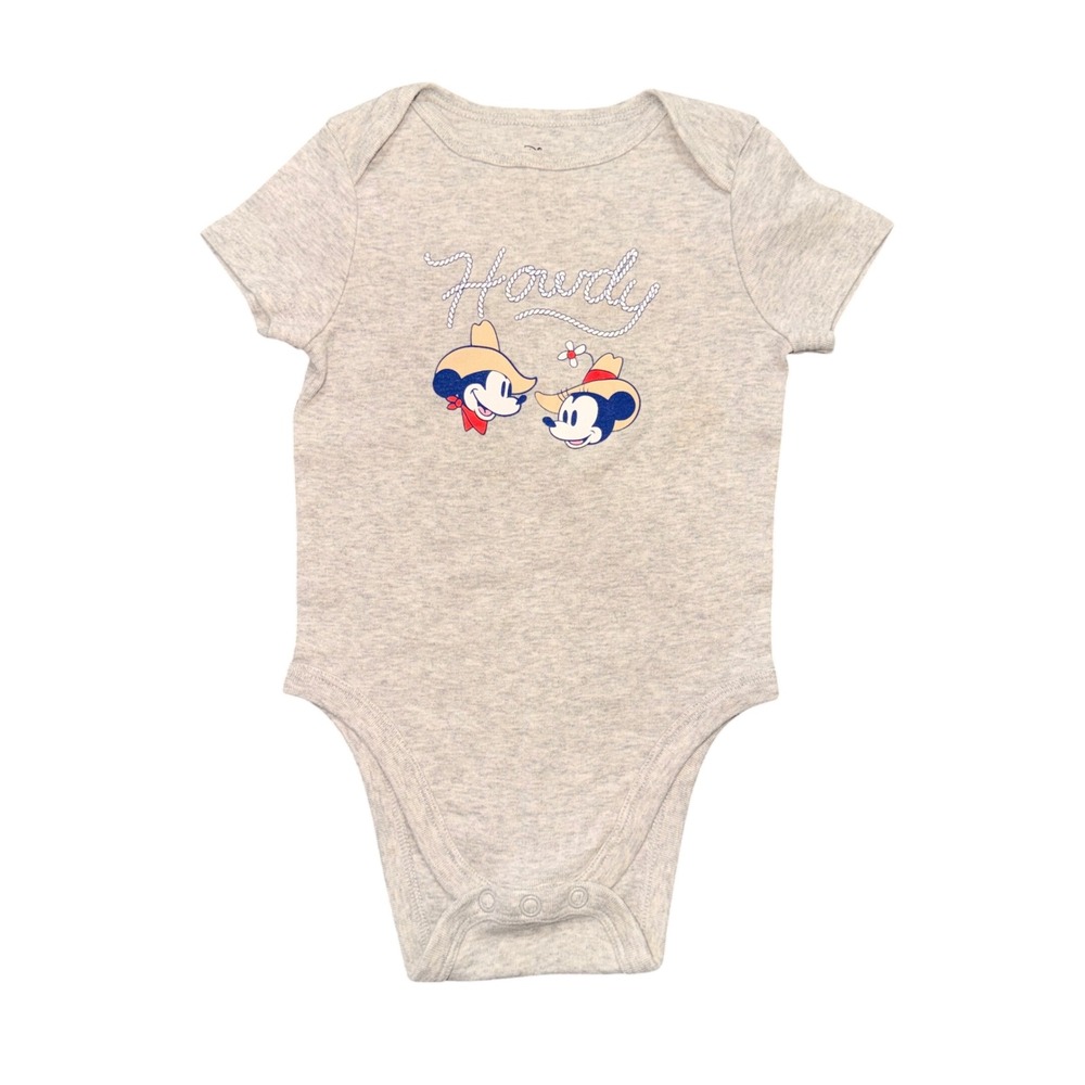 Disney Jumping Beans Mickey Minnie Howdy Bodysuit Baby 18 Months Gray Western
